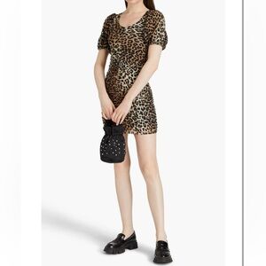 Ganni Animal Print Ruched Dress